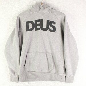 Deus Ex Machina Hoodie Mens Small Gray Spell Out Logo Pullover Sweatshirt